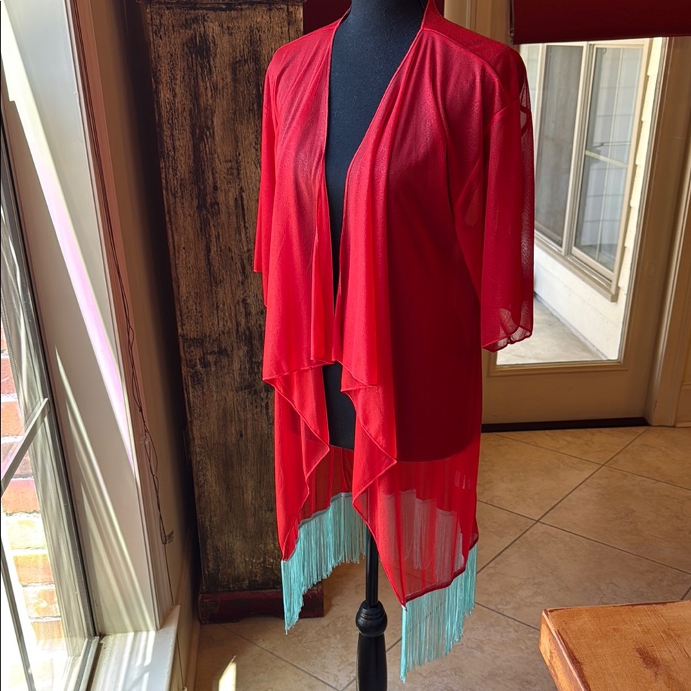 LuLaRoe Red and Blue Swim Coverup
